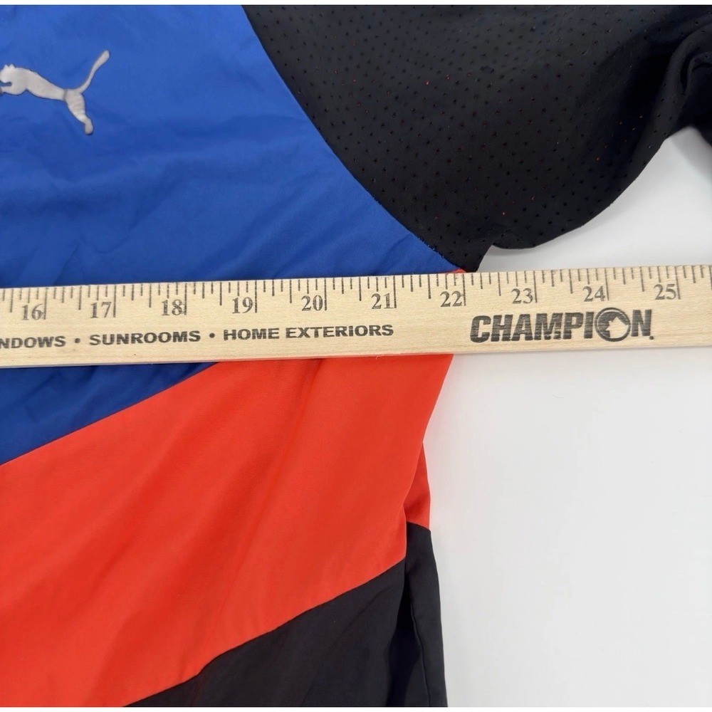 Puma Training Mens Windbreaker Jacket Blue Orange Black Colorblock Hooded Size M - Picture 4 of 7